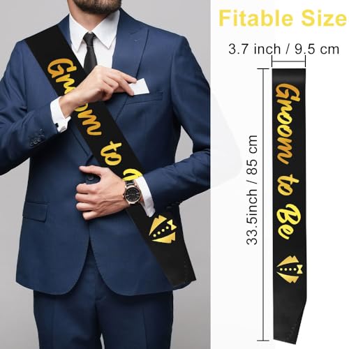 Groom To Be Sash Black Groom Sash with Gold Foil - Bachelor Party Decorations & Gifts - Groom to Be Accessories
