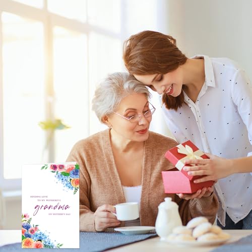 Floral Mother's Day Card for Grandma with Envelope from Grandkids