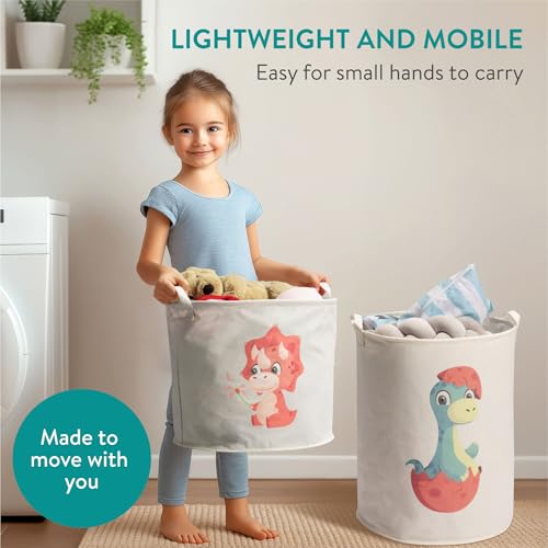 Navaris Red Dinosaur Toy Storage Baskets, Set of 2 - Collapsible Kids Hamper