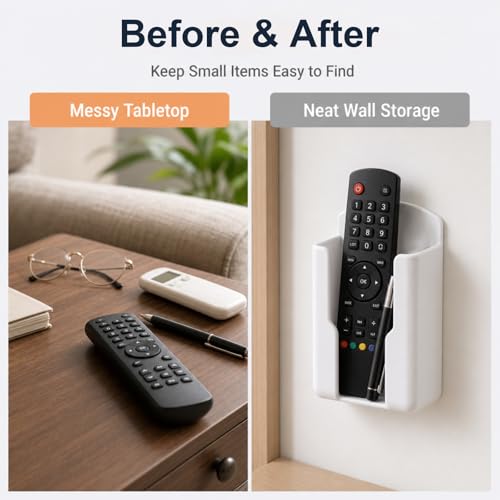 NEWHOOK White Remote Control Holder Wall Mount - 2 Pcs Self Adhesive