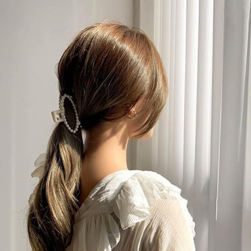 IVICOO Pearl Hair Claw Clips 4-Pack for Thin and Thick Hair Styling