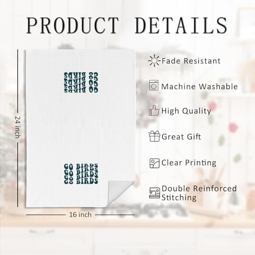 White Groovy Go Birds Football Kitchen Towels - 16x24 Inch