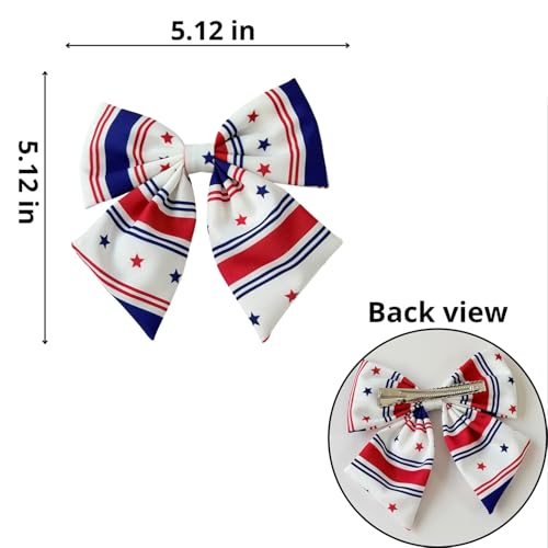 Patriotic Red White & Blue Hair Bow Clip for Women