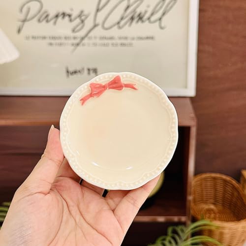 Ceramic Ring Holder Dish with Pink Bow | Ardax Bowknot Design