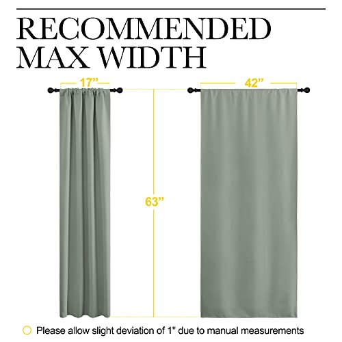 NICETOWN Greyish Green Blackout Curtains - 42" x 63" Drapes (Pair)