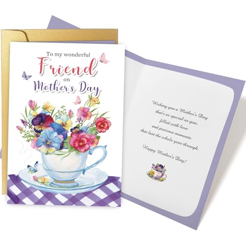 Goroar Mother's Day Card for Friend - Heartfelt Message & Gold Envelope