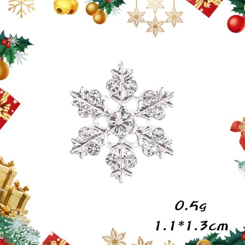 Christmas Snowflake Nail Charms 3D Silver Rhinestone Gems 10 Pcs