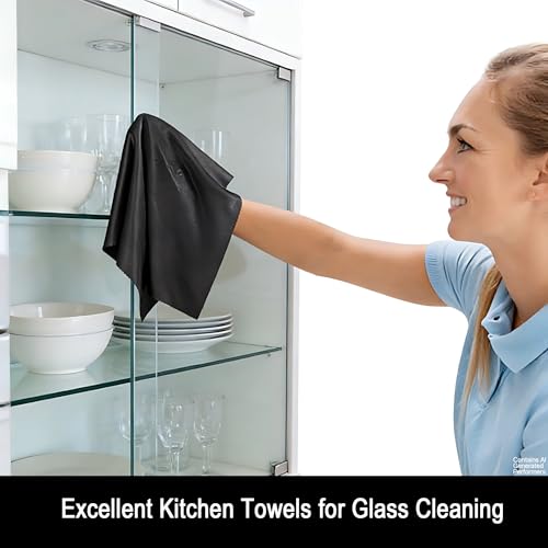 JIAMI HOME Microfiber Glass Polishing Cloth - Black, Small - Streak Free Shine