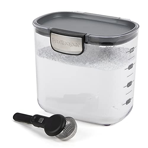 ProKeeper+ by Progressive International Clear Plastic Airtight Food Baker's Kitchen Storage Organization Container Canister Set with Magnetic Accessories (Powdered Sugar 1.4-Quart)