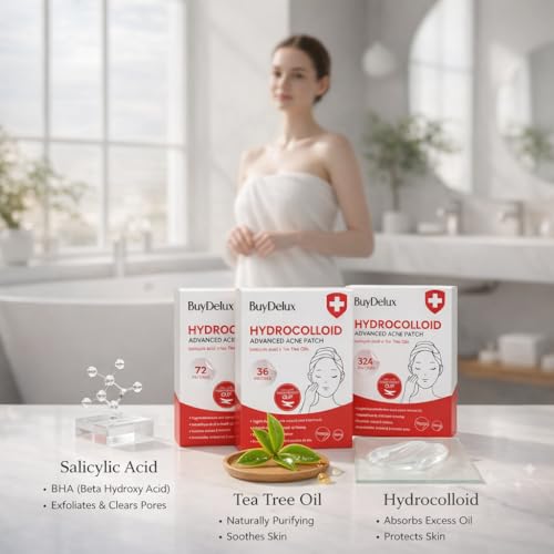 Acne Healing Patches - Hydrocolloid Pimple Patches with Salicylic Acid & Tea Tree Oil, 36 Count