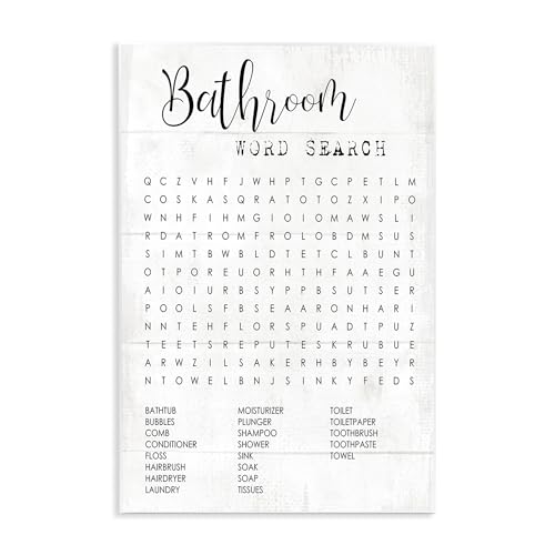 Stupell Industries Bathroom Word Search Fun Family Word Design Wall Plaque Art Design By Artist Daphne Polselli 13 x 19