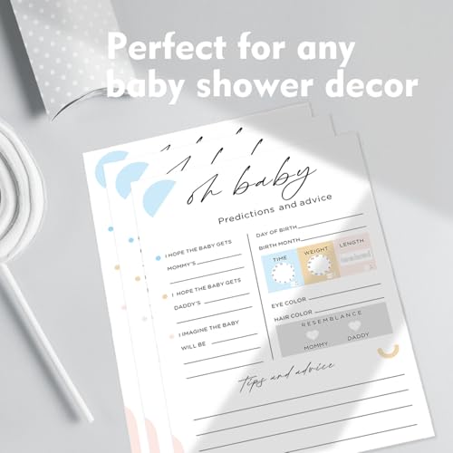 Baby Shower Prediction and Advice Cards - 30 Pack Gender Neutral Keepsake