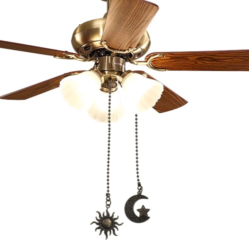 Cionyce 4 Pcs Ceiling Fan Pull Chain Set Copper Moon And Sun Extension