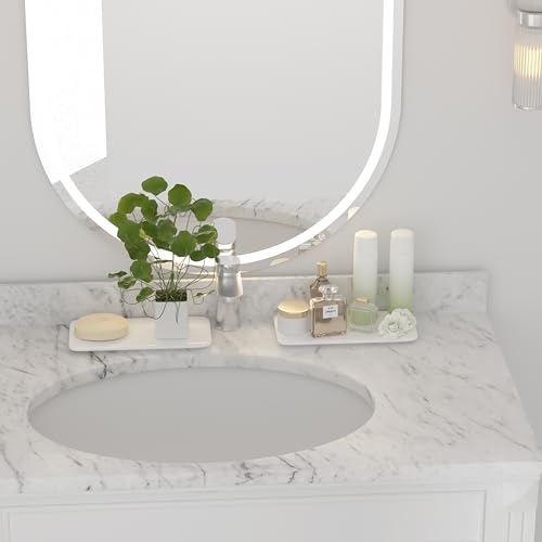 YEECOPON White Ceramic Bathroom Soap Tray 8.3 x 3.9-inch Rectangular Vanity Stone