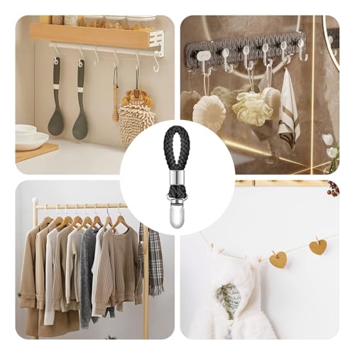 Black 6-Piece Metal & Cotton Kitchen Towel Clips - Versatile & Durable