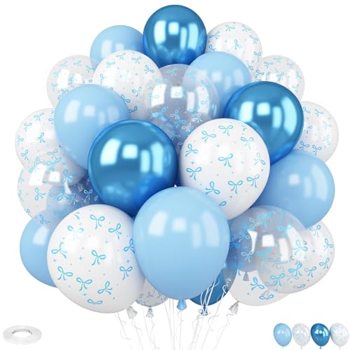 30 Pcs Blue Bow Balloon Set - Latex Party Decorations for Birthdays