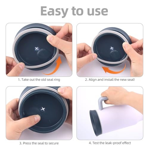 4pcs Gasket Replacement for Owala 40oz Tumbler, Silicone O Ring Water Bottle Ring Seal Lid Gasket Replacement Parts Accessories Compatible with Owala 40oz Stainless Steel Cup (Grey)