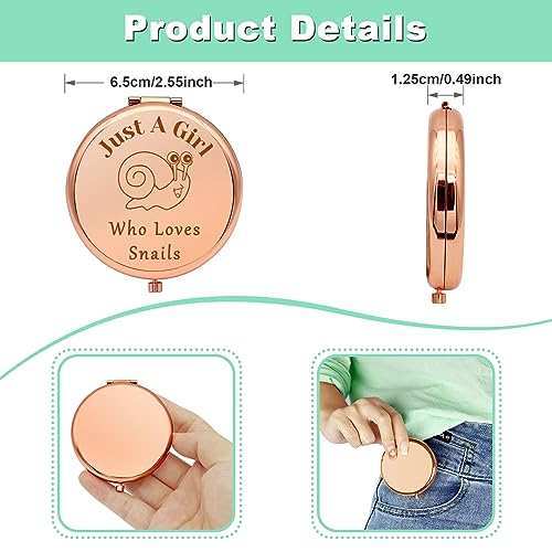 Snail Lover Compact Travel Makeup Mirror Funny Animal Gift for Women