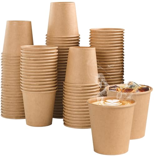 Lamosi 100 Count 3 oz Kraft Paper Cups - Disposable Small Coffee Cups