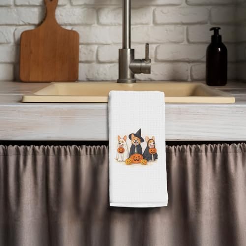Halloween Corgi Kitchen Towel - 16x24 Inch Microfiber Hand Towel