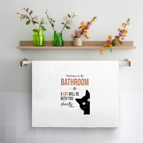 Black Cat Hand Towels Set of 2 - Decorative Towels for Cat Lovers