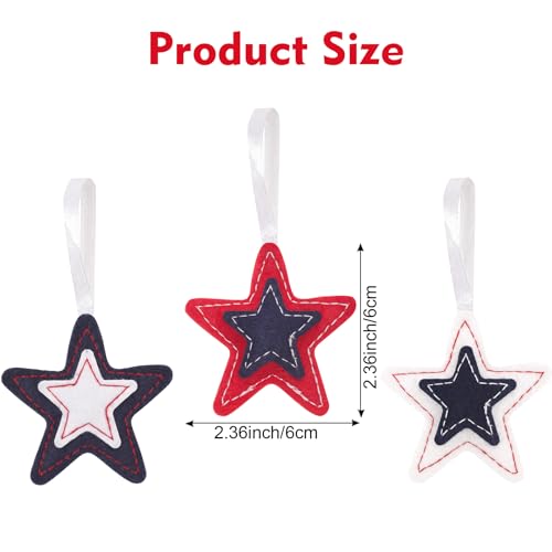 18 Pcs 4th of July Patriotic Star Felt Ornaments – Tree Decor