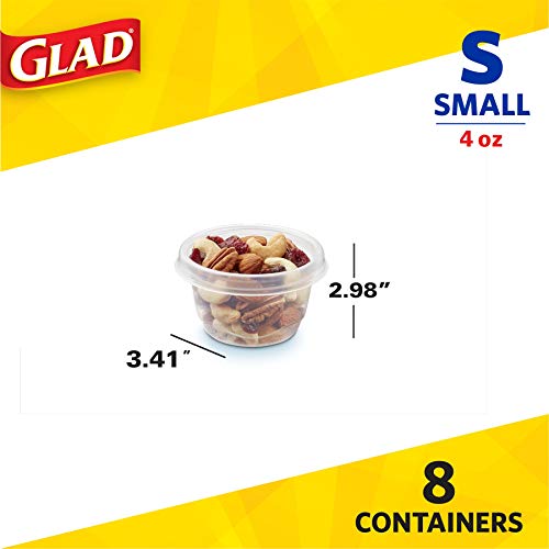 Glad Mini Round Food Storage Containers, 4 Oz, 8 Count - BPA-Free