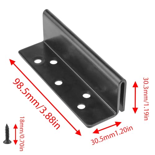 Heavy-Duty Black Frame Column Brackets - 2PCS Double-Hook Design for Bed Frame Reinforcement