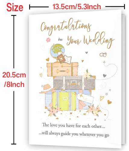 Hongshan Romantic Wedding Card with Premium Envelope - 5.3" x 8"