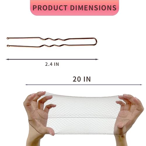 Invisible Hair Net & Pin Set - 20 Brown Hair Nets + 40 U-Pins