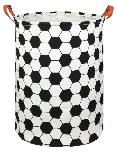 HUNRUNG Round Collapsible Fabric Storage Basket with Reinforced Handles