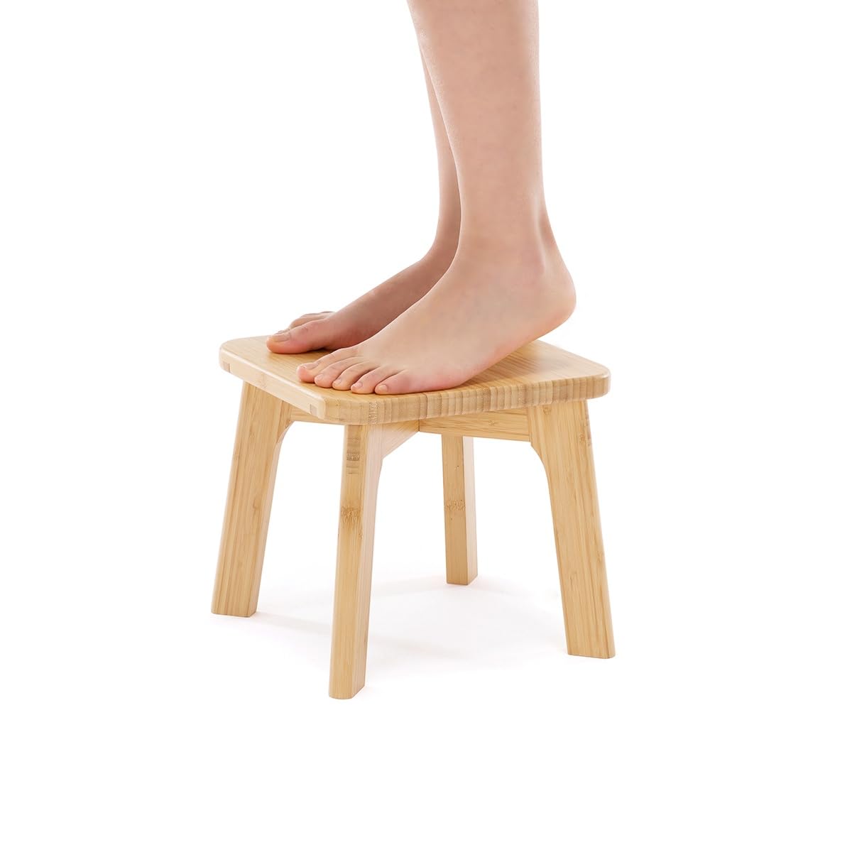 PELYN Small Wooden Step Stool for Kids – Mini Toddler Stool to Sit or Stand – Anti-Slip Bamboo Stool for Bathroom Sink, Potty Training & Kitchen