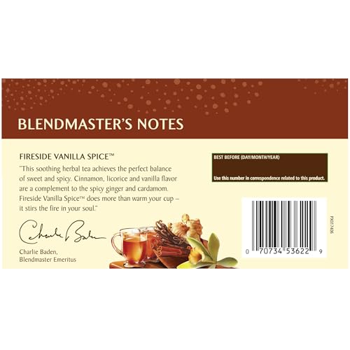 Celestial Seasonings Fireside Vanilla Spice Herbal Tea - 6 Pack, 20 Tea Bags Each, Caffeine-Free