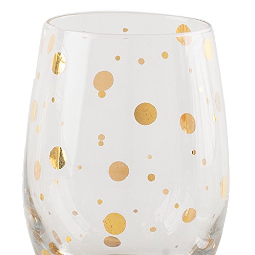 Mikasa Cheers Etched Crystal Stemless Wine Glasses, 470 ml - Gold Effect (Set of 4)
