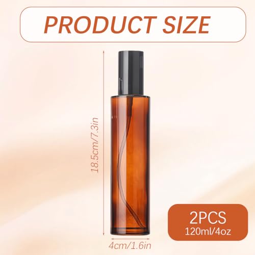 VASANA 2PCS 120ml Amber Glass Lotion Pump Bottles - Refillable