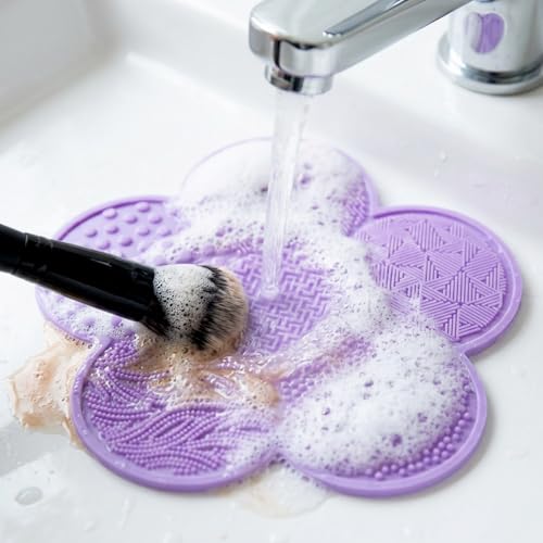 Silicone Makeup Brush Cleaner Mat 2-Pack Floral Suction Cup