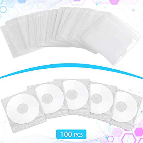 100 Pack White CD/DVD Sleeves - Double-Sided Storage Envelopes