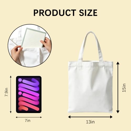 ORJ Blank Sublimation Canvas Tote Bags - 15x16 Inch, Set of 6
