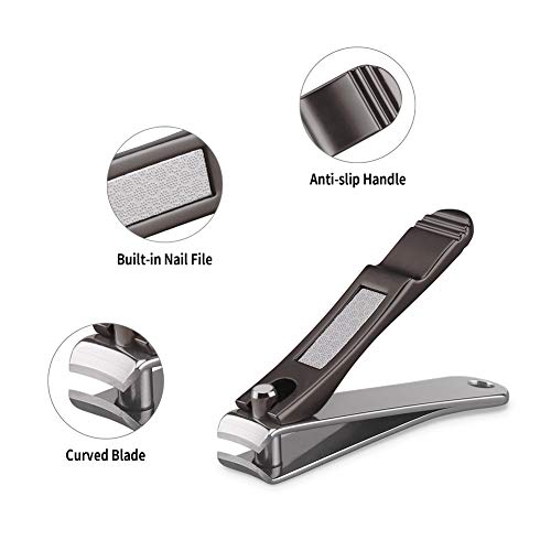 ILLILOTS Professional Nail Clipper Set with Tin Case and Built-in Nail File