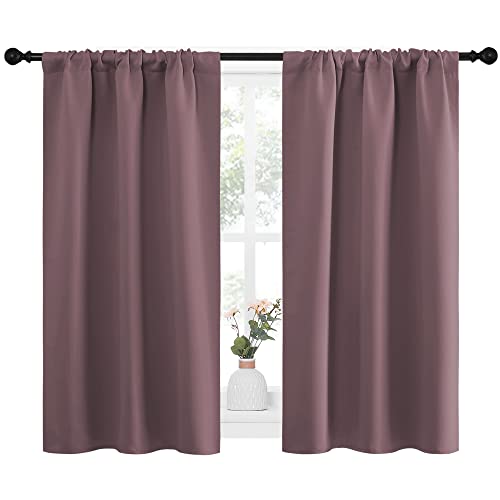 Short Blackout Curtains Set of 2 for Small Windows - Dry Rose 34"x45"