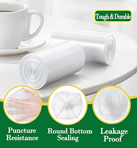 Hommaly 2 Gallon Small Clear Trash Bags, 200 Count Bathroom Bin Liners