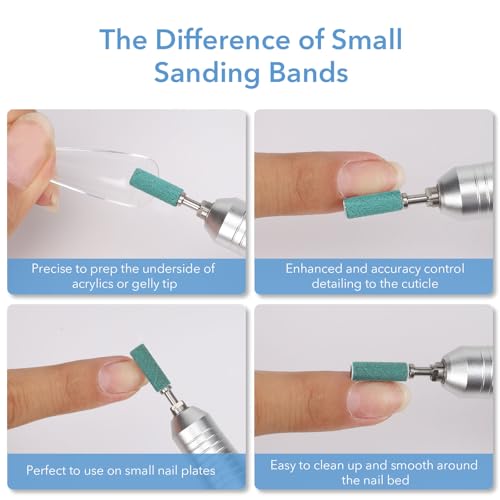 GAZEPLUS Small Sanding Bands 100 Pcs with 1 Nail Drill Bit 150 Grit