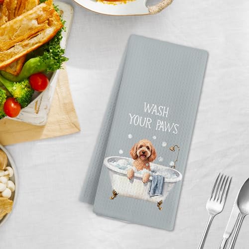 Goldendoodle Hand Towel - Wash Your Paws Microfiber Bathroom Dish Towel