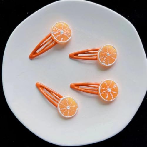 Cauaoa 3Pcs Orange Slice Snap Hair Clips Metal Barrettes for Women and Girls