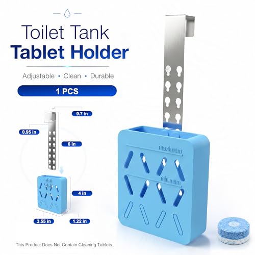 BrainKer Adjustable Toilet Tank Tablet Holder - Silicone Caddy - Blue