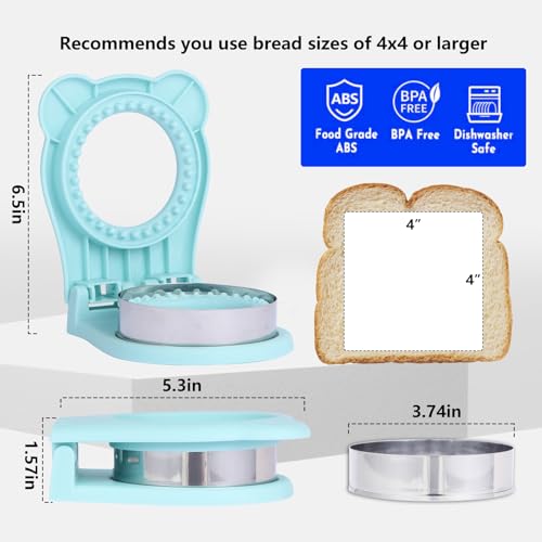 Light Blue Stainless Steel Sandwich Cutter & Sealer for Kids