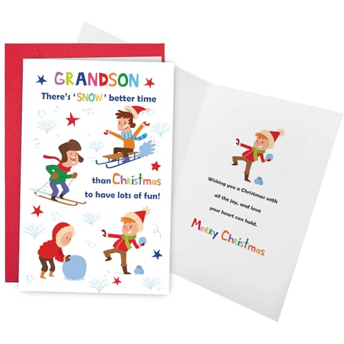 Ogeby Skating Themed Christmas Card for Grandson - Merry Holidays