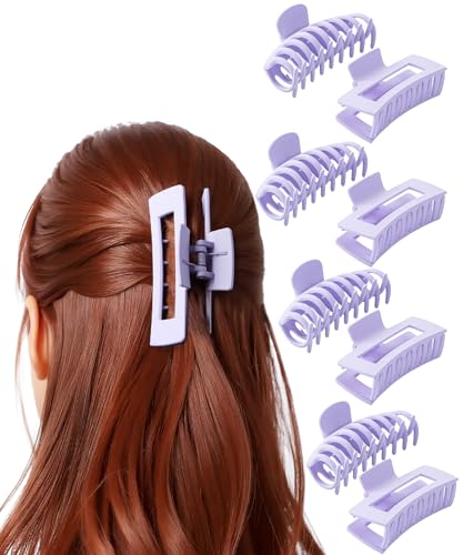 Ms. Pen Large Hair Claw Clips, 4.3 Inch Matte Purple 8 Pack