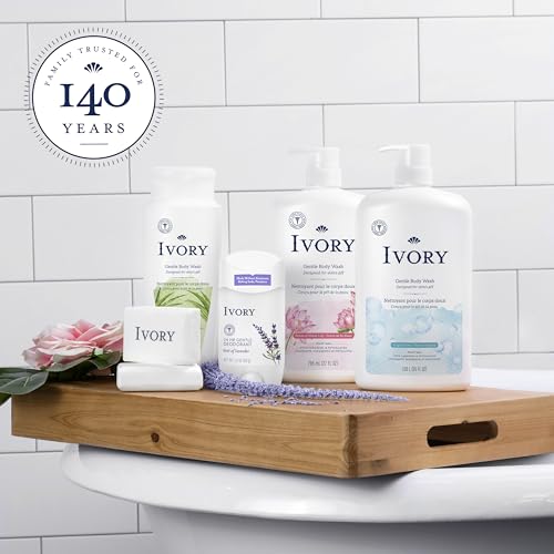 Ivory Gentle Bath Bar Soap, 99.44% Pure Formula, 4.0 oz, 4 Count
