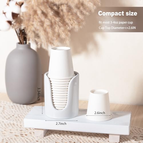Ceramic Bathroom Cup Dispenser for 3-4 oz Cups - White, 1 Pack